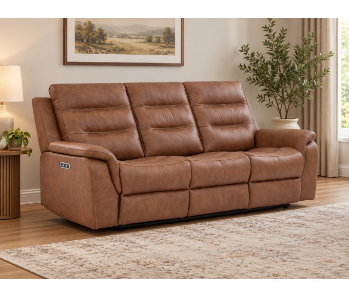 Boone Leather Reclining Sofa Cognac Boone Leather Reclining Sofa Cognac